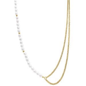 Drapierte Perle und Curb Kette Halskette Gold