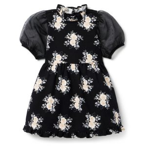 Janie and Jack Ponte-Kleid mit Blumenmuster und Puffärmeln