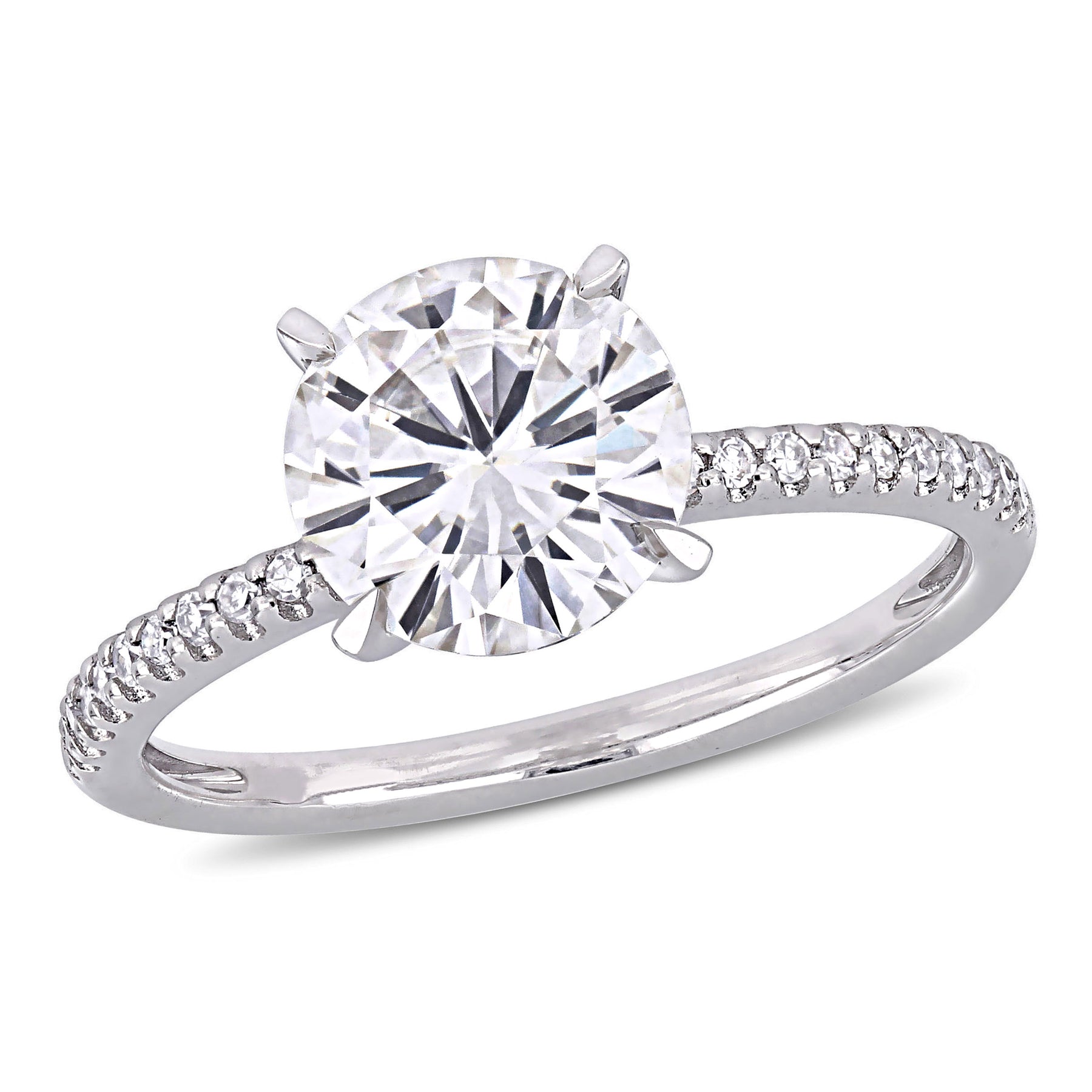 Mimi & Max 2ct DEW erstellt Moissanit und 1/10ct TW Diamant Verlobungsring in 14k Weißgold