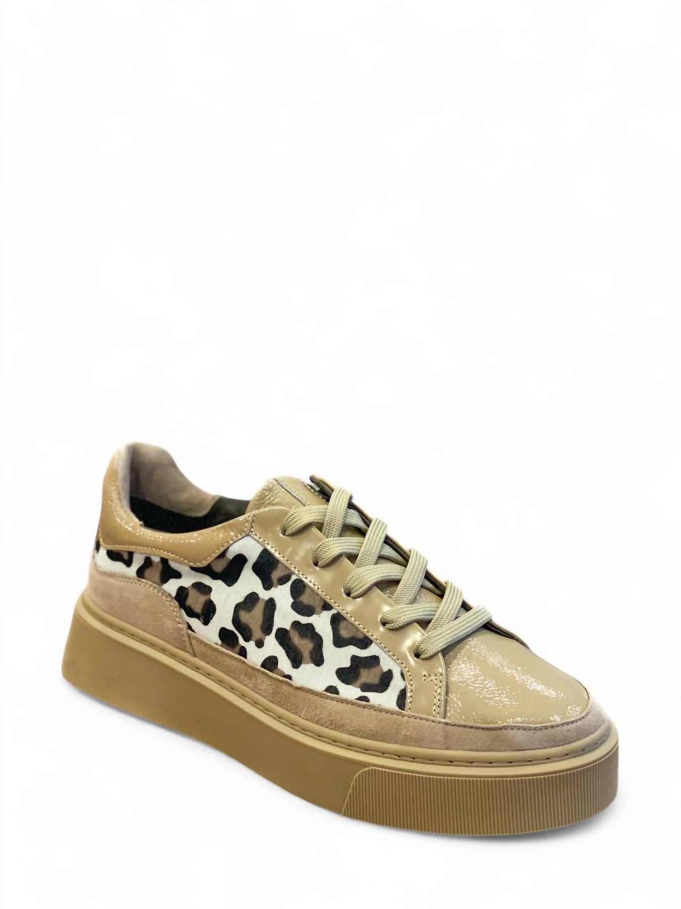 Damen Tania Sneaker in Camel und Leopard