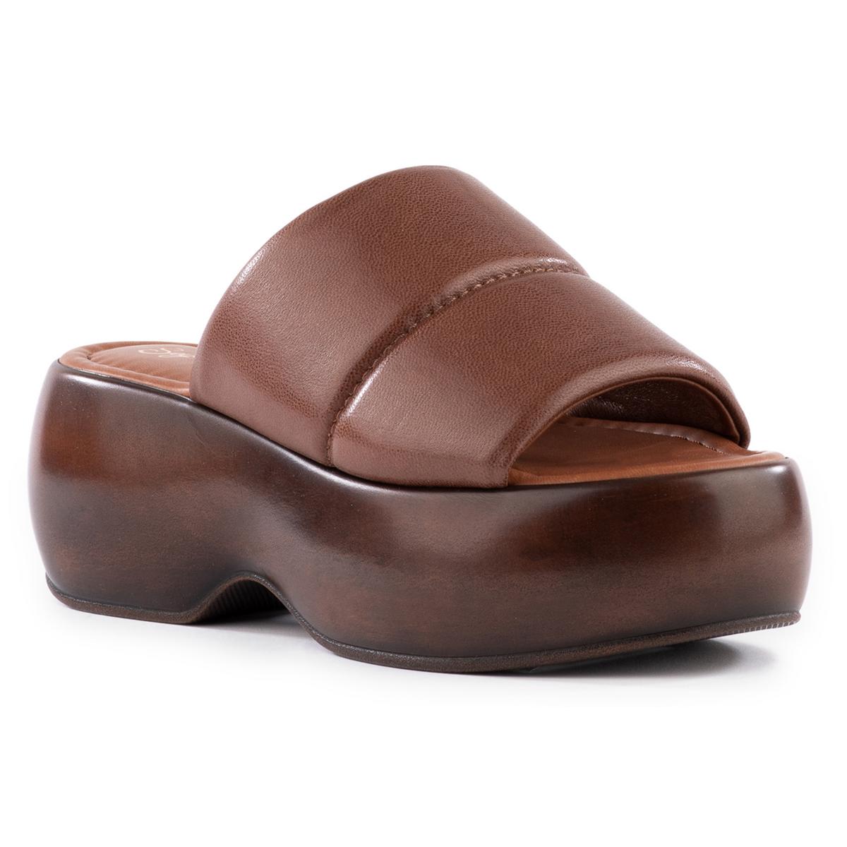 Tut mir leid ‘Bout It Leder Peep-Toe Plateausandalen