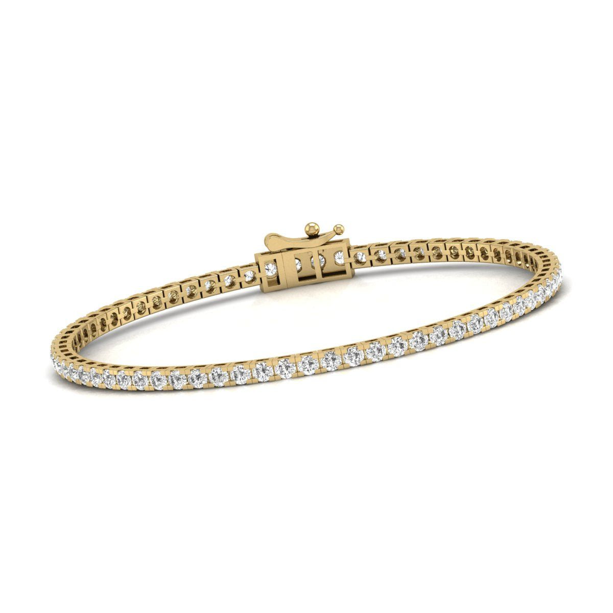 Diana M Lab 3 Carat TW Diamant Tennisarmband aus 14 Karat Gelbgold