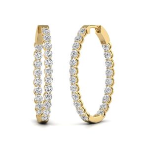 Diana M Lab 14KT YG 10CT TW oval In & Out Creole Ohrring