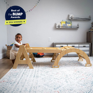Avenlur Maple – Nachhaltiges Kleinkind Montessori Triangle Kletterset aus Holz mit Leiterrutsche und Rocker