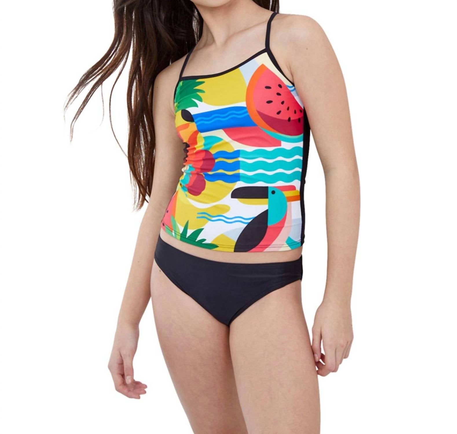 Mädchen Tankini Top mit passenden Tankini Bottom In Gtk Tropical