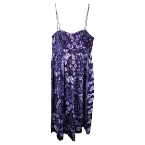 Ulla Johnson Blumendruck langes Kleid aus blauer Baumwolle 7733649440828