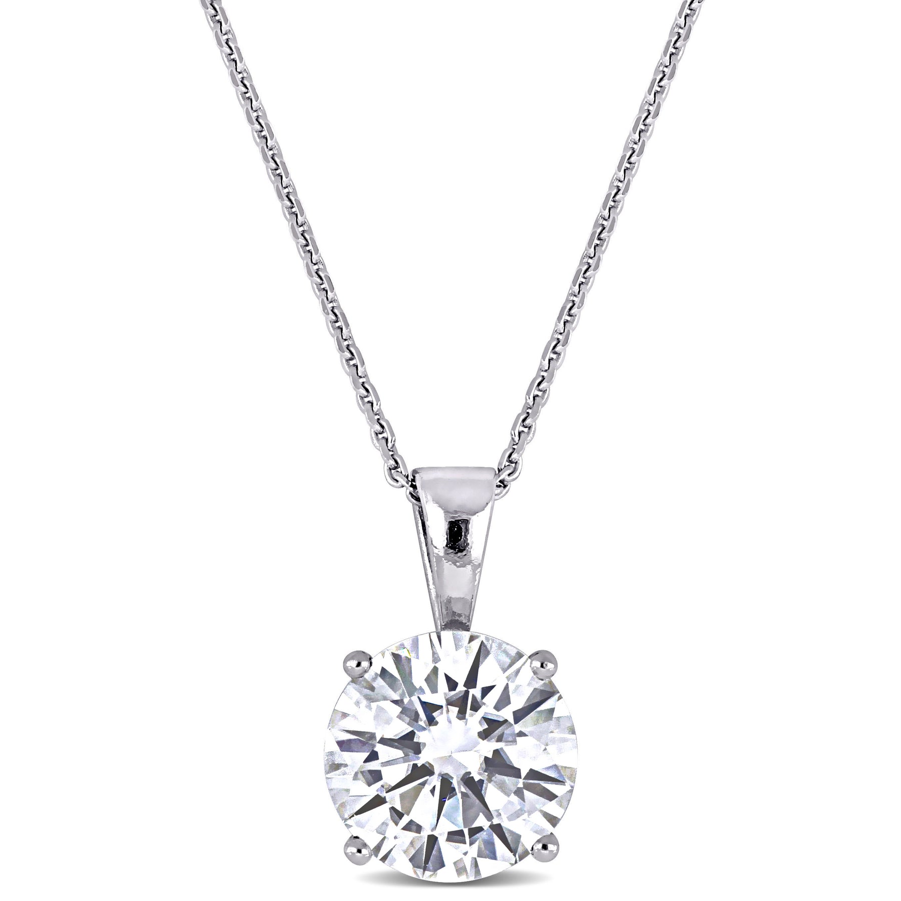 Mimi & Max 2ct DEW Moissanit Solitaire Anhänger mit Kette in 14 Karat Weißgold
