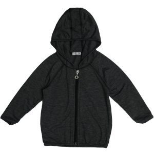 Langarm Kapuzenpullover mit Bindung Heidekraut in schwarz