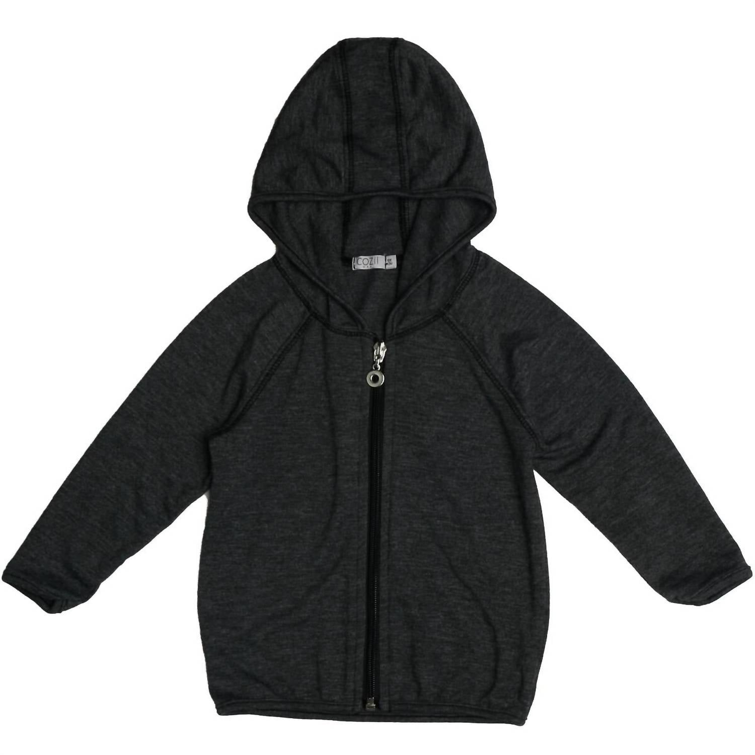 Langarm-Reißverschluss-Kapuzenpullover mit Bindung Heather in schwarz