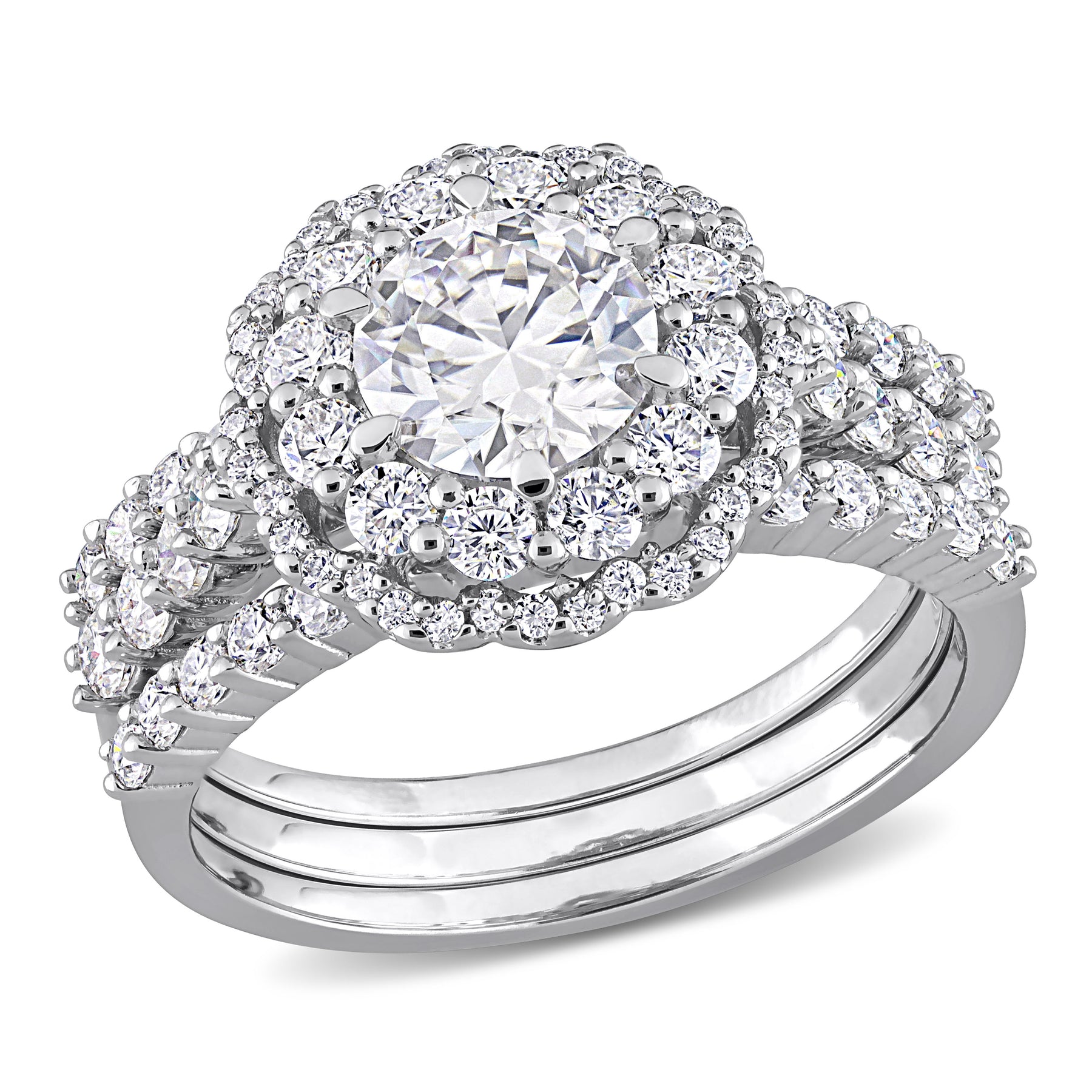 Mimi & Max 2ct DEW erstellt Moissanit Halo Brautring in Sterling Silber