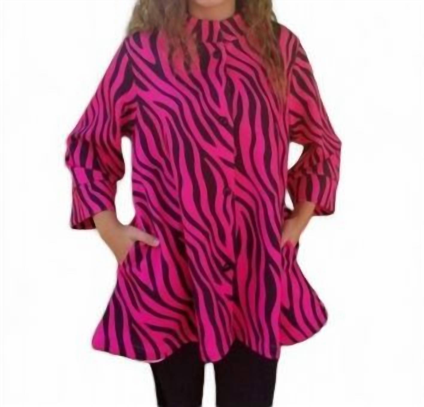 Zebra Muster Swing Jacke in heißem Rosa/schwarz
