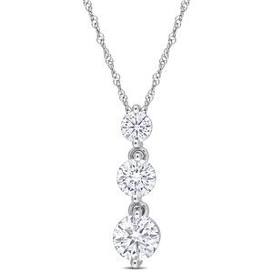 Mimi & Max 1 2/5ct DEW Created Moissanit abgestufter 3-Stein-Anhänger mit Kette aus Sterlingsilber