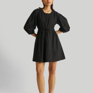 Hemdkleid mit Ballon Ärmeln in schwarz