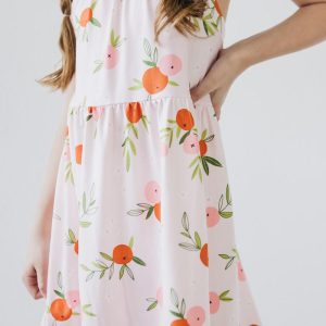 Tangerinefarbenes Rüschenkleid mit überkreuztem Rücken