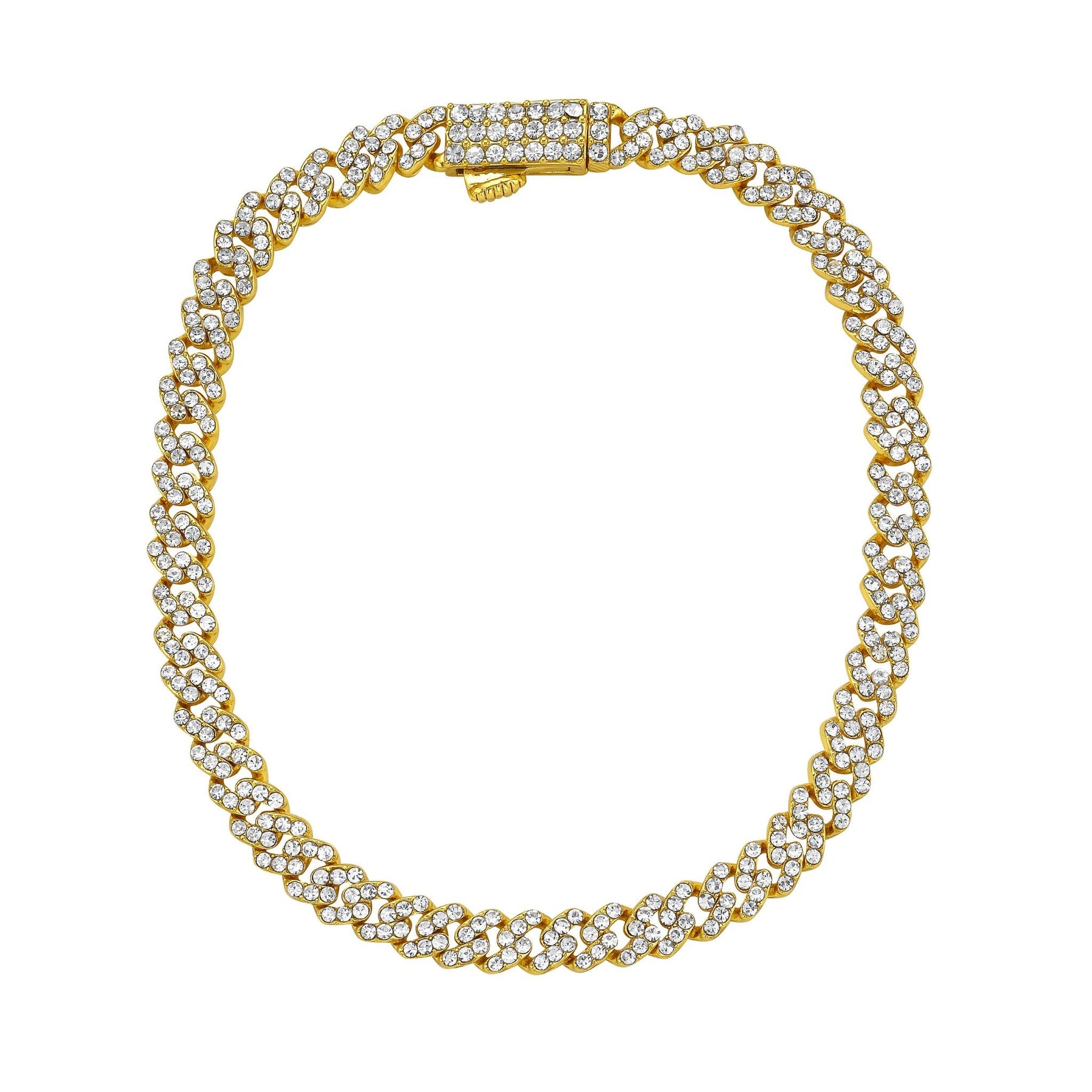 Herren 5mm Cuban Edge Kette mit CZ Gold