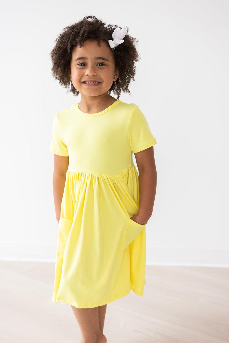 Gelbes S/S Tasche Twirl Kleid