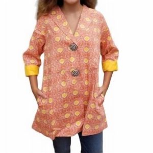 Jacke mit Medaillon-Print in Orange/Gelb