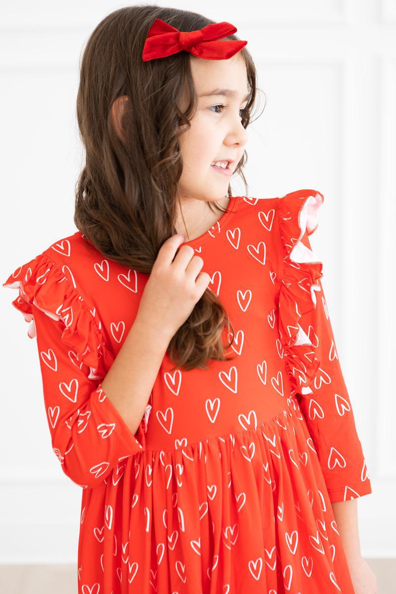 Rosen sind rote Rüschen Twirl Kleid