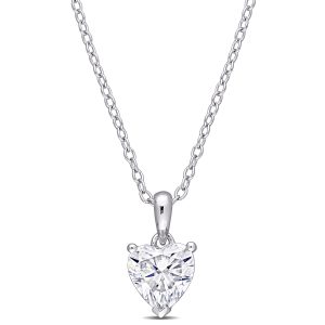 Mimi & Max 1ct DEW Heart Shaped Created Moissanite Solitaire Anhänger mit Kette aus Sterling Silber