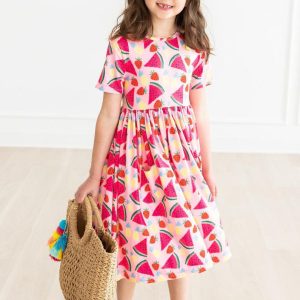 Wassermelone Wunder S / S Tasche Twirl Kleid