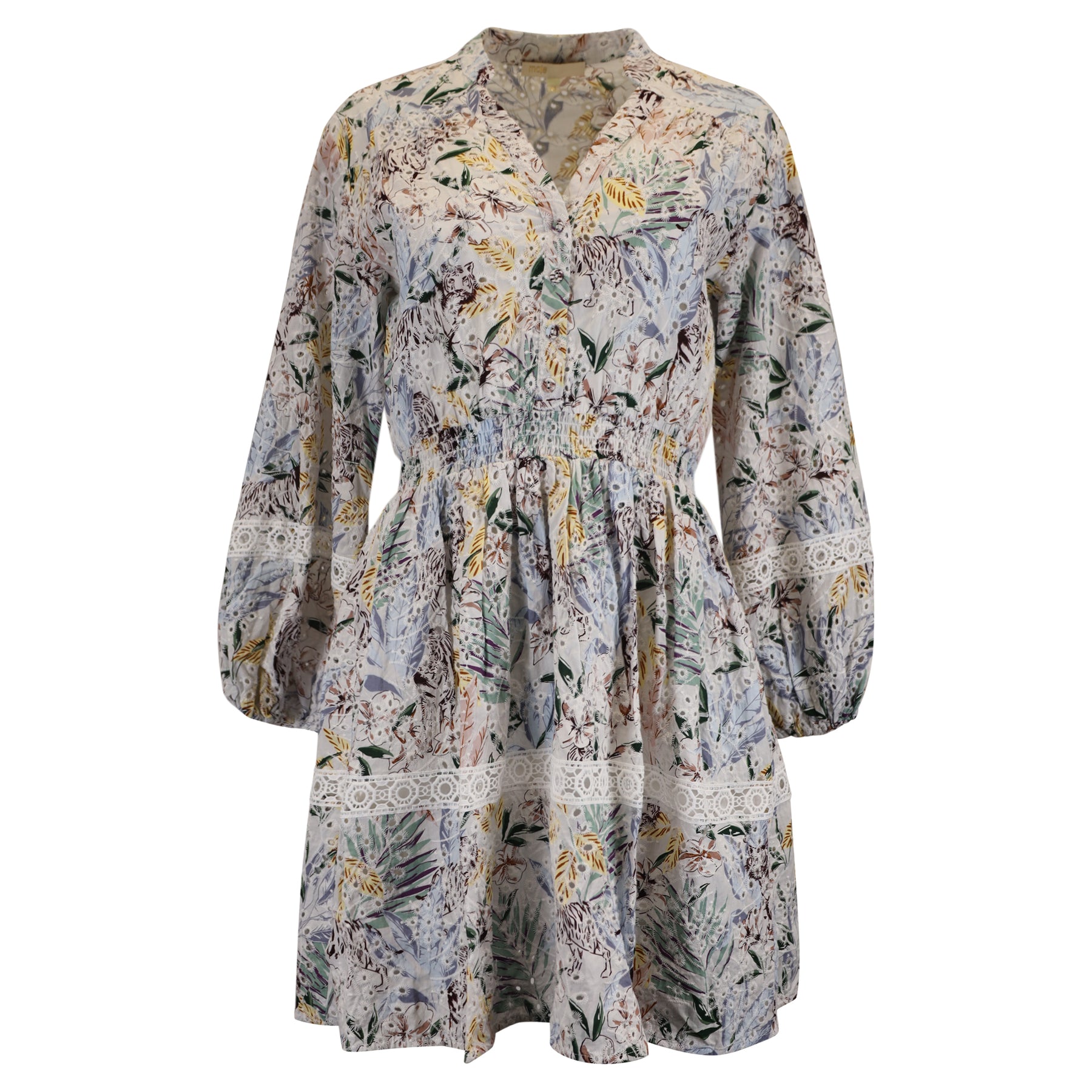 Maje Rapsodia Jungle-Muster Minikleid aus mehrfarbiger Baumwolle