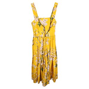 Dolce & Gabbana Mandelblüten-Sommerkleid aus gelber Baumwolle 7733641412668