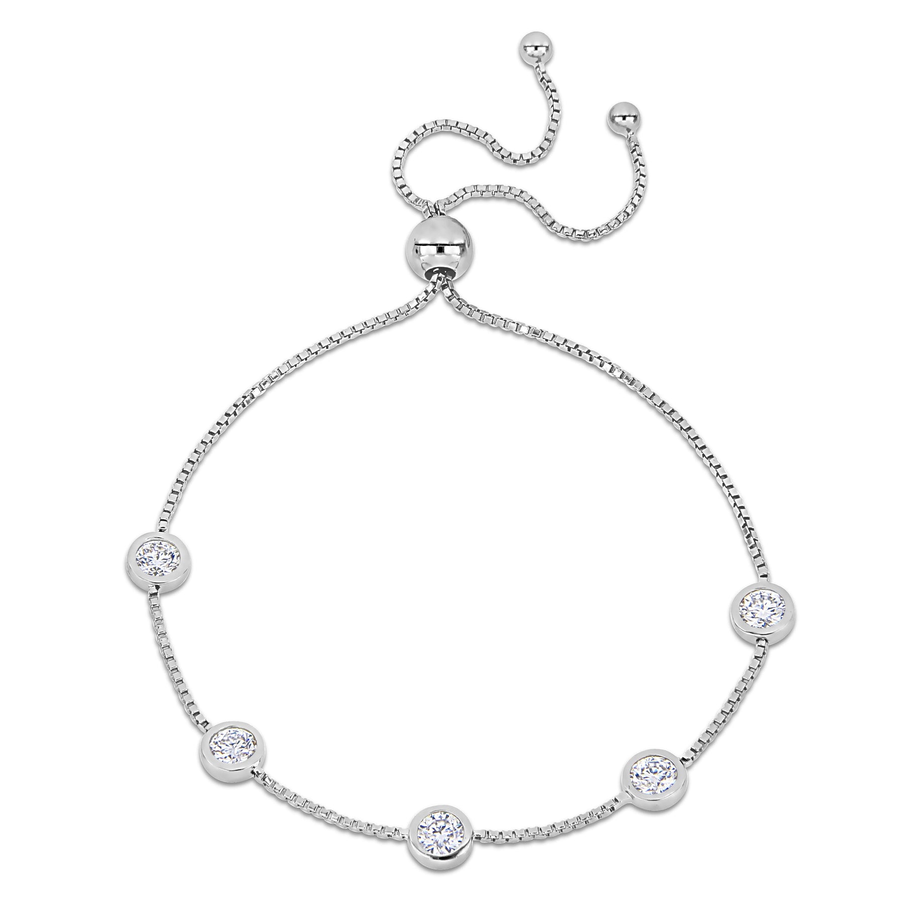 Mimi & Max 1 1/4ct DEW Erstellt Moissanit Station Bolo Armband in Sterling Silber