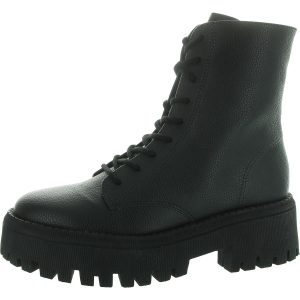 Lugged Sole Leder Kampf & mit Schnürstiefeln
