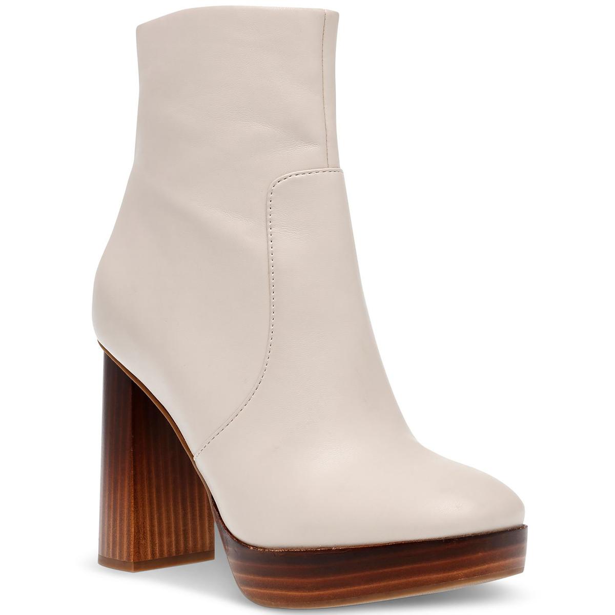 Ringelblume Leder Stacked Ferse Stiefeletten