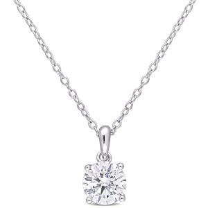 Mimi & Max 1ct DEW Created Moissanite Solitaire Anhänger mit Kette aus Sterling Silber