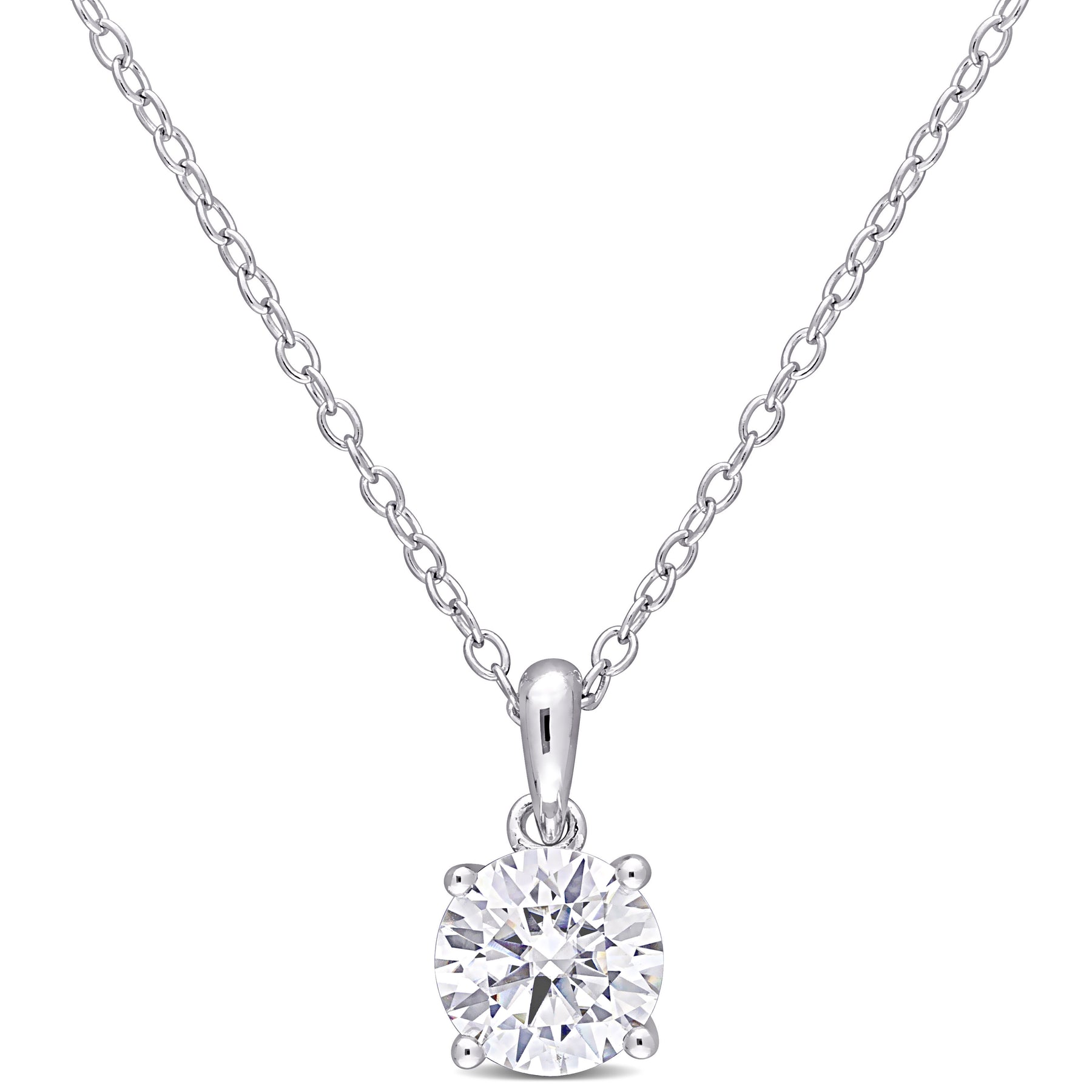 Mimi & Max 1ct DEW erstellt Moissanit Solitaire Anhänger mit Kette in Sterling Silber