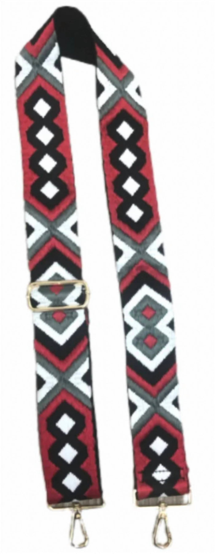 Aztec bestickt rot/grau/weiß Strap Silber Hardware in grau/rot
