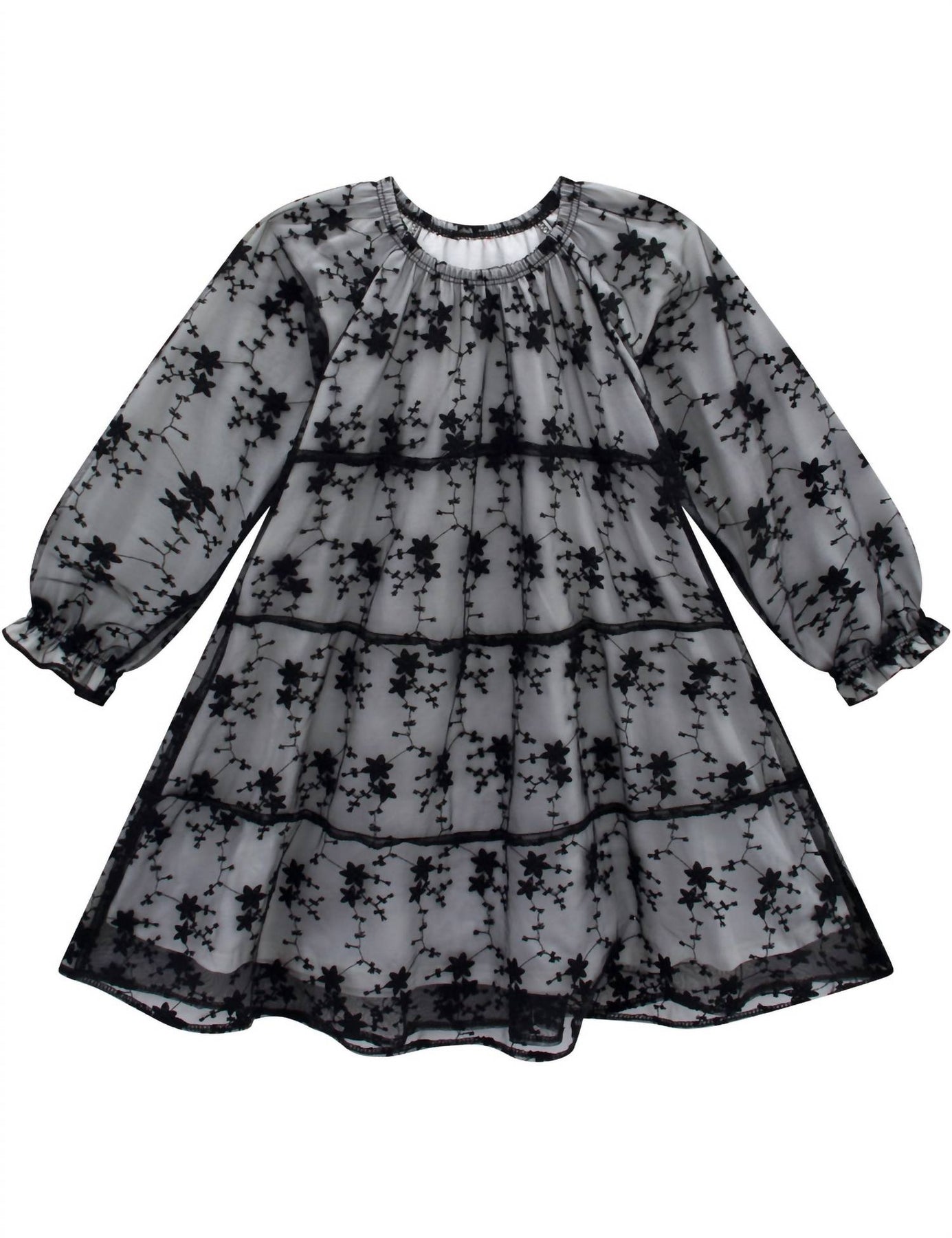 Mädchen Spitze Over-Lay Kleid in Schwarz