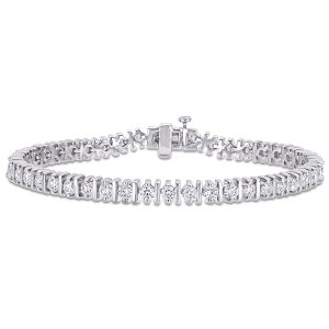 Mimi & Max 4 1/2ct DEW Created Moissanite Bar Tennis Armband aus Sterling Silber