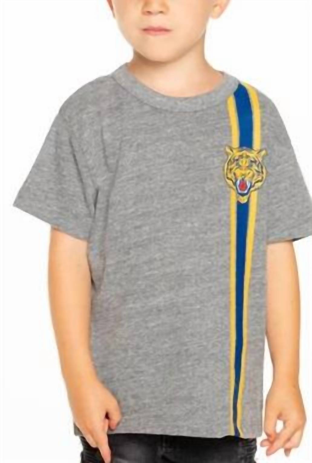 Jungen Tiger Stripe Kurzarm-T-Shirt in Grau