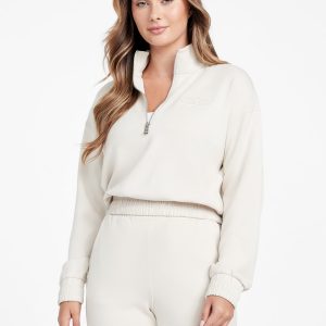 Carly-Logo-Pullover mit halbem Reißverschluss