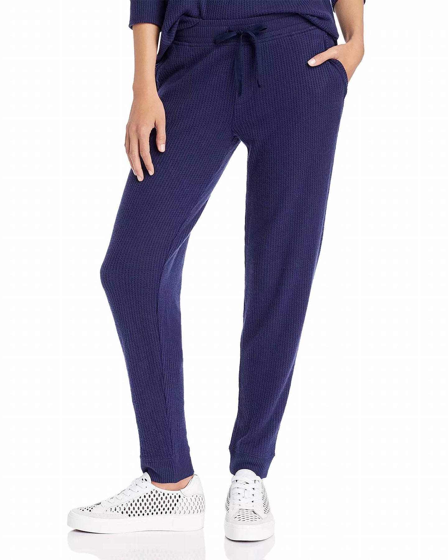 Damen Waffel Strick Jogger in Marine