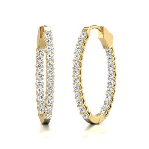 Diana M Lab 14KT YG 1CT TW oval In & Out Creole Ohrring
