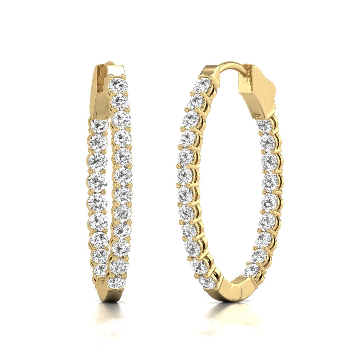 Diana M Lab 14KT YG 1CT TW oval In & Out Creole Ohrring
