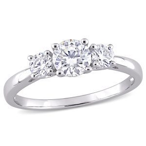 Mimi & Max 1ct DEW Created Moissanite 3-Stone Engagement Ring aus Sterling Silber