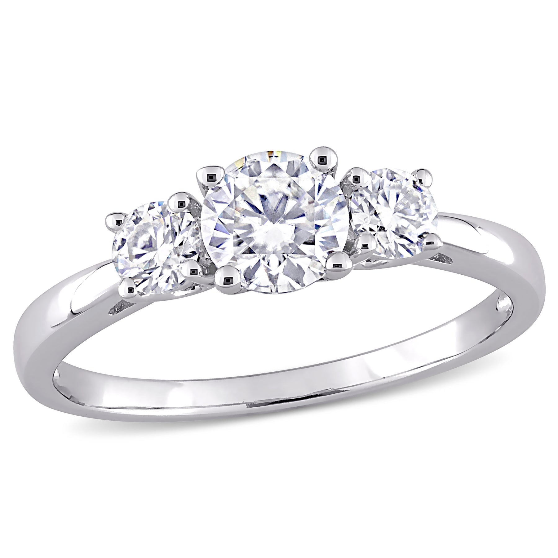 Mimi & Max 1ct DEW Moissanit 3-Stein Verlobungsring in Sterling Silber