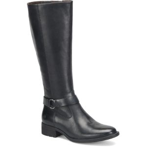 Mit Leder verzierte kniehohe Stiefel von Saddler