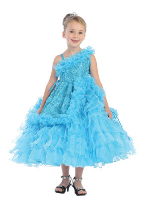 Mädchen Enchanting One Shoulder Rüschenkleid, Größen 2-8