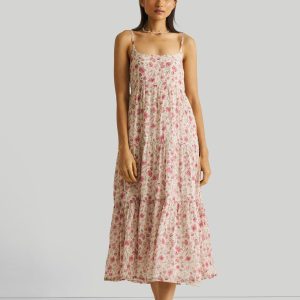 Strappy Tiered Maxikleid in rosa Blumen