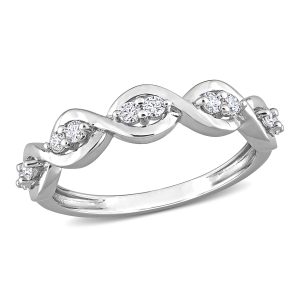 Mimi & Max 1/4ct DEW Created Moissanite Anniversary Ring aus Sterling Silber