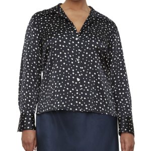 Vince Plus Seidenbluse mit Tossed Dot und tailliertem Kragen