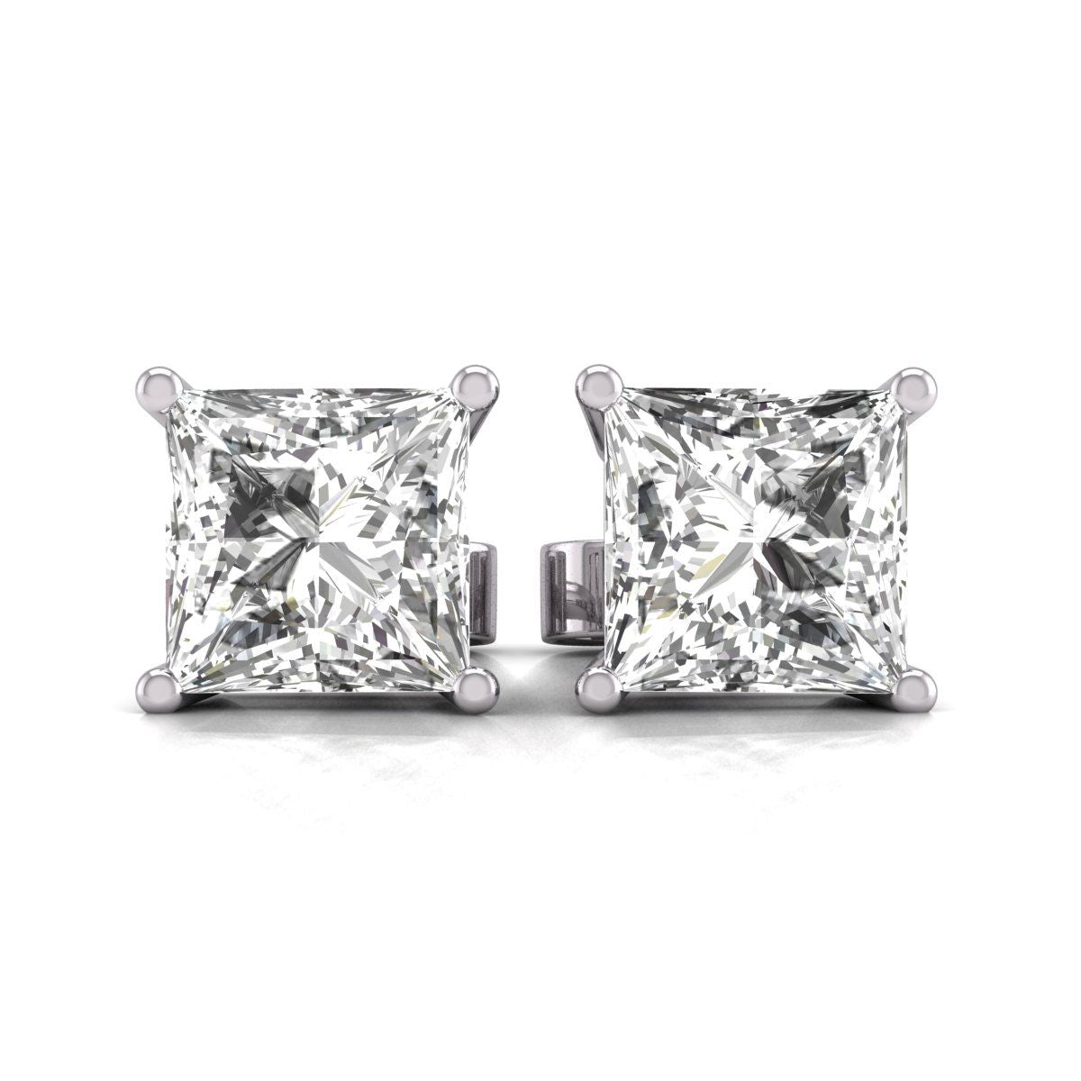 Diana M Lab 14KT WG 1.50ct TW LGD Prinzessin Ohrring