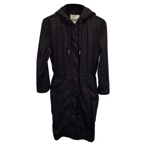 Kenzo Longline-Regenmantel mit Kapuze aus schwarzem Polyester 7733629124668