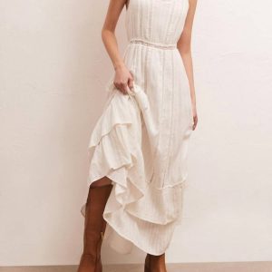 Rosen-Maxikleid in Weiß