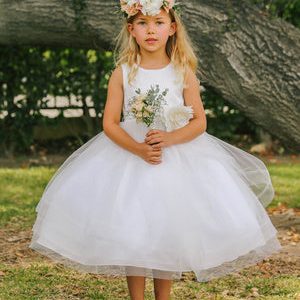 Mädchenkleid mit Blumenverzierung an der Taille für besondere Anlässe, Größen 2–12